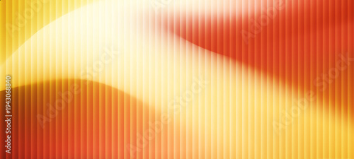 Glass texture with dark gradient background and vivid orange, yellow, and white light streaks. ripple pattern, Futuristic distortion, abstract glow, reeded vertical blur Vector illustration