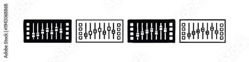 Audio mixer fader panel icons in various styles for sound engineering and music production.
