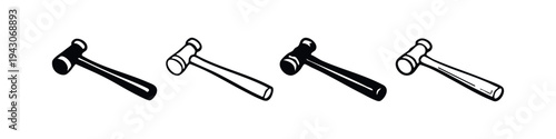 Rubber mallet tool icons in various styles for construction, woodworking, and repair projects.