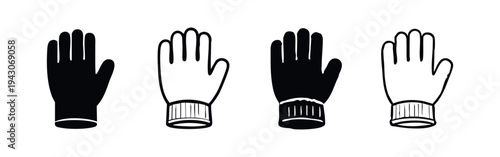 Rubber Gloves Icons Set. Cleaning and Medical Hand Protection Vector Symbols for Hygiene and Healthcare.