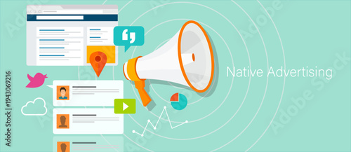 Native advertising digital marketing and social media campaign concept vector illustration