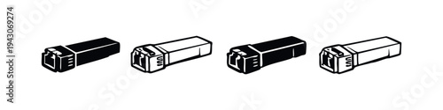 Ethernet Network Connector Plug Icon Set, Data Cable Plug Vector Illustration