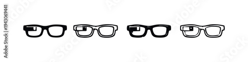 Smart Glasses and Augmented Reality Eyewear Icon Set with Hand-Drawn Vector Style