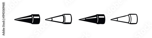 Stylus Pen Tip Icon Set with Digital Pointer in Hand-Drawn Style Vector Illustrations