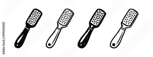 Foot File or Callus Remover Icon Set. Pedicure Tool for Dead Skin Removal.