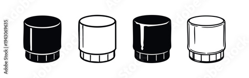 Small Battery or Power Cell Icon Set. Energy Source for Electronic Devices.