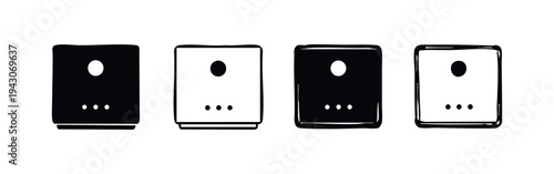Smart Speaker AI Voice Assistant Device Icon Set. Home Automation Gadget Vector.