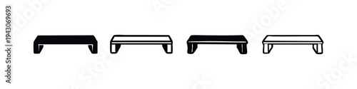 Minimalist Table and Bench Icons, Solid and Outline Styles for Furniture