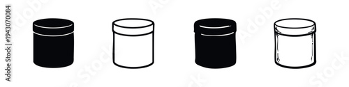 Simple Cylindrical Container Icon Set