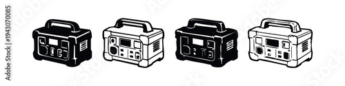 Portable Power Generator Icon Set
