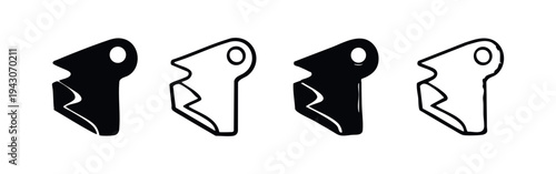 Abstract Key Tag Icon Set. Modern geometric label symbols in black and white, suitable for digital access tokens or identification graphics.