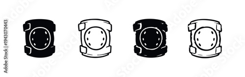 Knee Pad and Elbow Pad Icons Set. Protective Gear for Sports, Skateboarding, and Construction Safety.