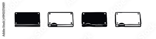 Stacked Minimalist Wallet Icons Set. Compact Card Holder and Finance Symbols for Modern Payments.