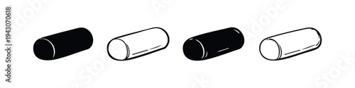 Cylindrical Capsule Icons Set. Abstract Pill or Container Shape Vector Illustration.