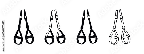 TRX Suspension Trainer Icons Set for Fitness and Bodyweight Workout