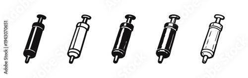 Fuel Injector Icons Collection. Essential Automotive Engine Part Symbol Set.