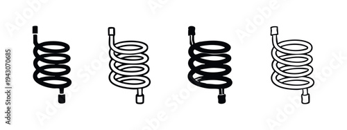Simple Spiral Coil Icons Set for Electrical Components or Heating Elements