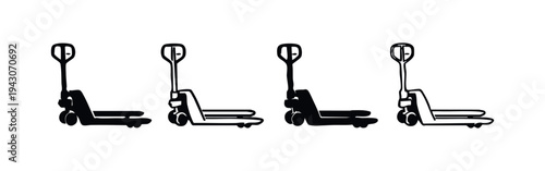 Pallet Jack Hand Pallet Truck Icons Set for Warehouse Logistics