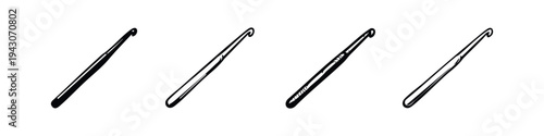 Classic Crochet Hook Tool Icons Set