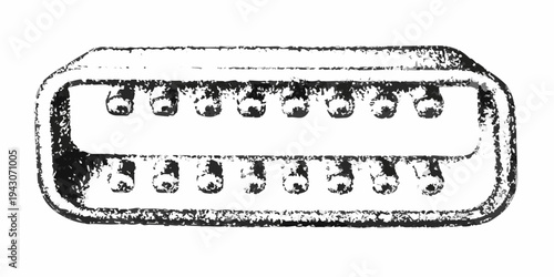 Close up of a usb c port digitally sketched in black and white