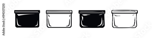 Simple Jar Container with Lid Icon Set. Cylindrical Packaging for Various Products.