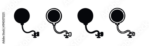 Hand-drawn pop filter icon set. Sketchy doodle microphone windscreen symbols for audio recording and studio accessories.