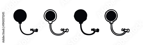 Hand-drawn pop filter icon set (variation). Sketchy doodle microphone pop screen symbols for vocal recording accessory.