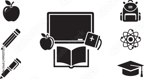 Education icons and symbols for learning and school concepts