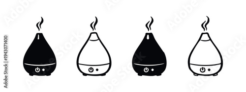 Smart Essential Oil Diffuser with Power Button Icon Set