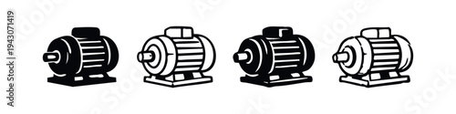 Electric Motor or Industrial Machine Icon Set