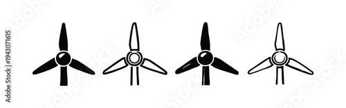 Wind Turbine Blades Icon Set. Renewable Energy Vector Collection for Sustainable Power Generation.