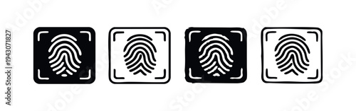 Fingerprint Scan Icons. Biometric Identity Security Symbols. Touch ID and Authentication Vector Set.