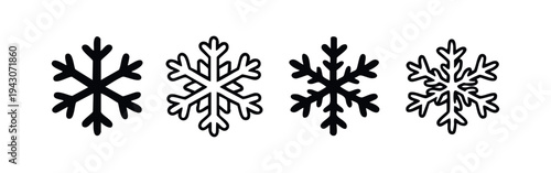 Snowflake icon set. Winter and Christmas symbol for cold weather, frost, and festive design.