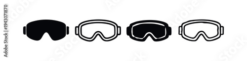 Hand drawn ski goggles icon set. Snow goggles symbol for winter sports and outdoor adventure.