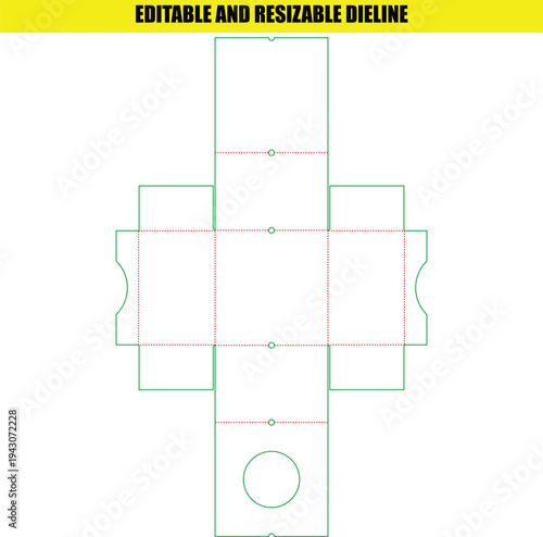Resizable Die Line Template for a Vertical Tuck Top Box with Auto Lock Bottom