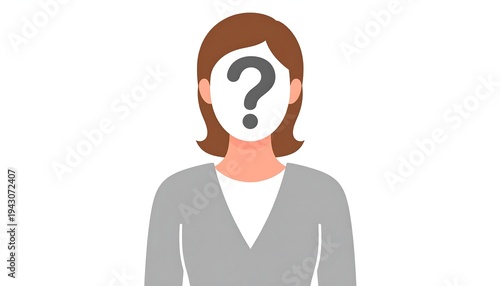 Anonymous woman with question mark replacing face