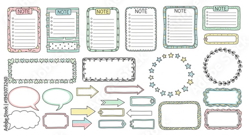 Collection of Hand-Drawn Frames, Borders, and Elements for Bullet Journals and Planners.
