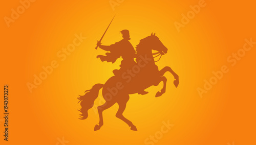 Chhatrapati Shivaji Maharaj warrior king horse sword silhouette Maratha hero tribute illustration vector design artwork