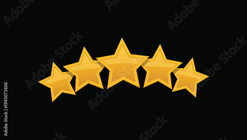 Golden five star rating icon customer review quality excellence award illustration vector design artwork