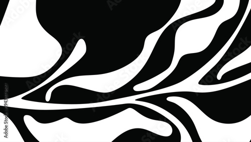 Abstract black white flowing shapes pattern modern background illustration vector design artwork