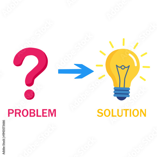 Problem to Solution Concept with Question Mark and Light Bulb