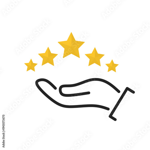 Customer Rating Stars Above Hand Icon
