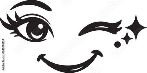 Wink SVG, Winking Face Clipart, Wink SVG Files For Cricut, Silhouette Cameo, ScanNCut, Winking Cut File