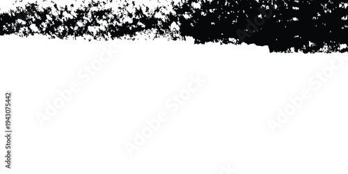 A black and white abstract image with a solid white background and a rough black border at the top