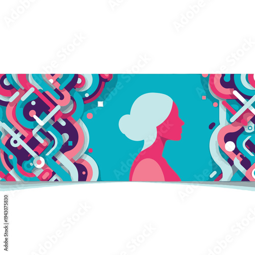 Abstract background with colorful swirling patterns and a woman's silhouette, representing creativity and individuality
