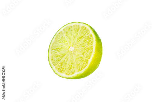 Fresh lime isolated on white background. Whole limes and slices in a bowl. Citrus. Vitamin C. Detox diet. Tropical fruits. Summer refreshing lemonade or mojito concept.