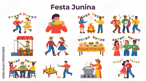 Festa Junina Celebration Icons Set