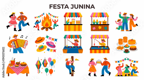 Festa Junina Celebration Elements - Vector Illustration