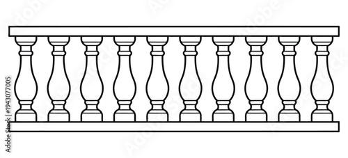 Balusters fencing line art minimalist design, vector illustrations of railing posts and fence elements in clean linear style, perfect for architecture plans, interior design, garden layouts, and home 