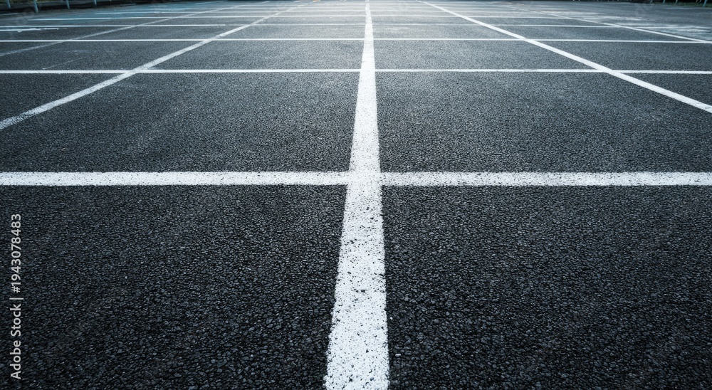 Fototapeta premium Asphalt Parking Lot with White Lines Perspective View.